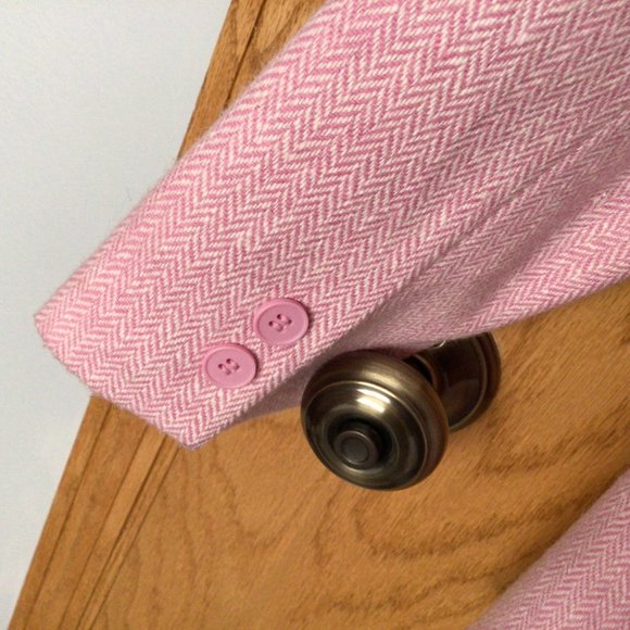 Chadwick's - Pink & White Herringbone Wool Blend Blazer - Picture 11 of 15